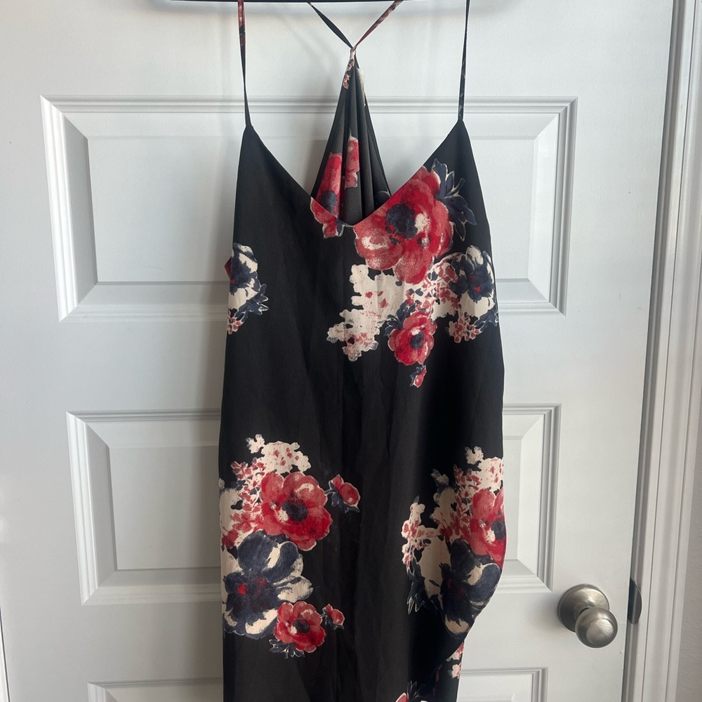 Free People Black and Red Floral Backless Dress